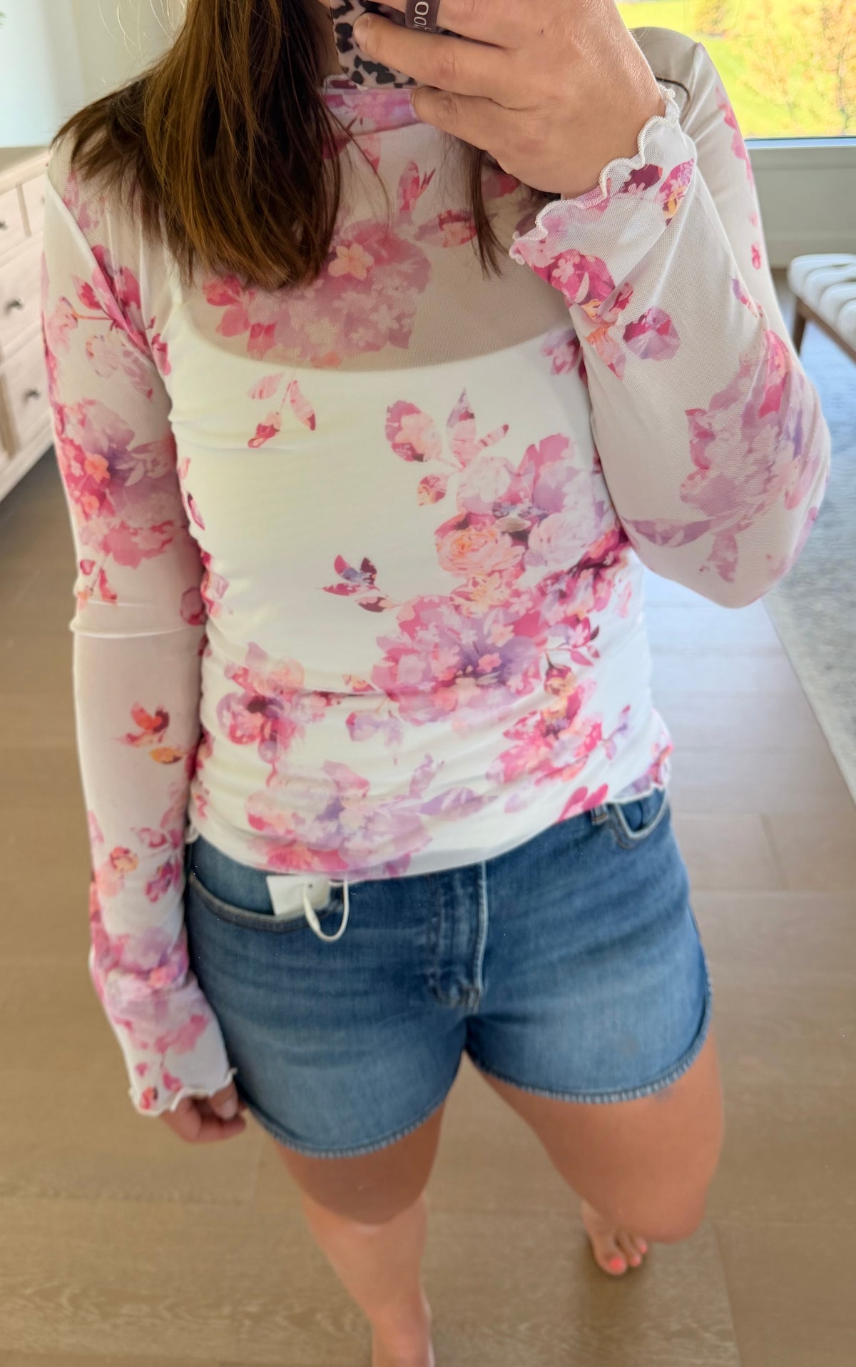 The Rochelle Floral Mesh Top