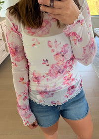 The Rochelle Floral Mesh Top
