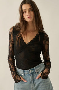 The Lisa Vneck Lace Bodysuit