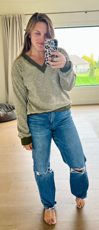 The Olive Ribbed Top