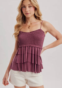 The Plum Ruffle Tiered Cami