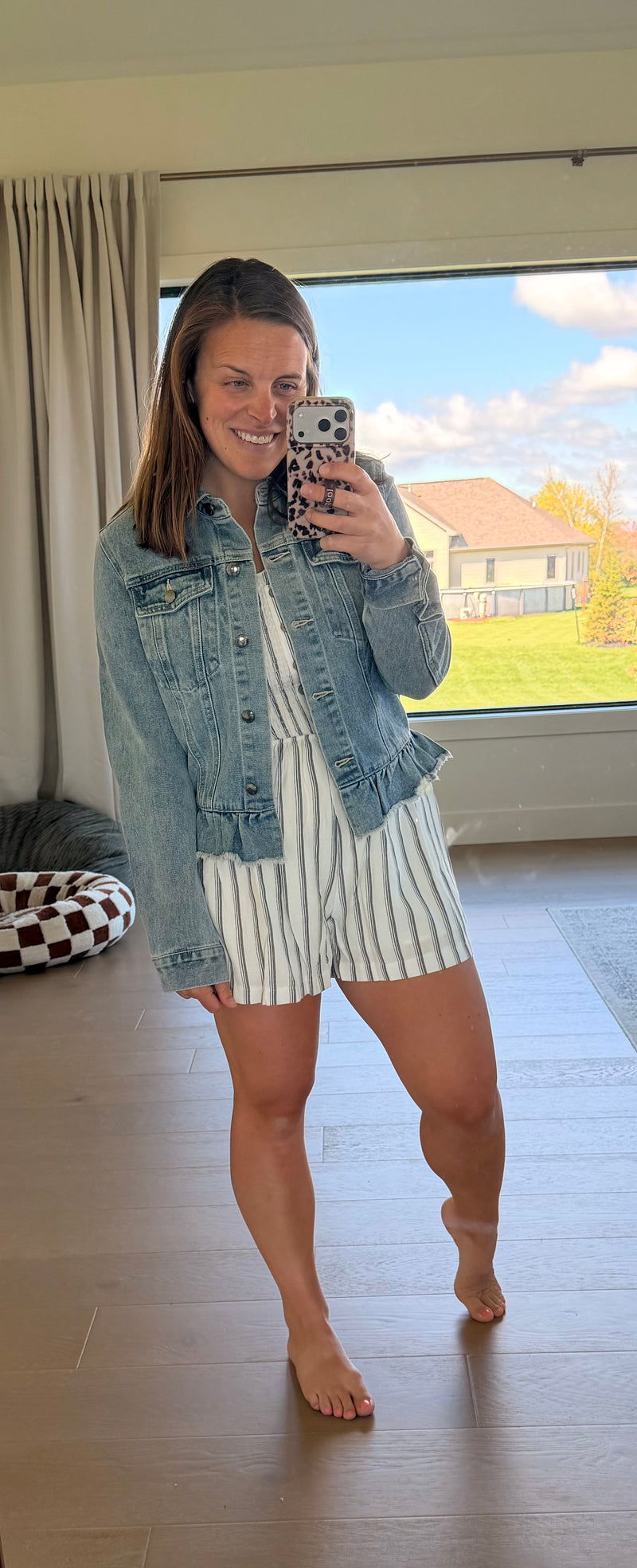 The Graham Ruffled Hem Denim Jacket