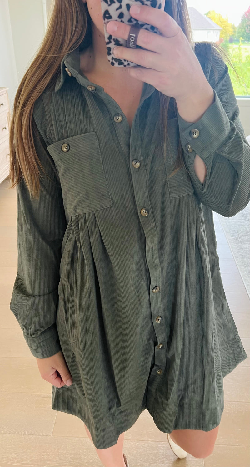 The Margaret Corduroy Shirt Dress