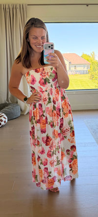 The Vibrant Floral Strapless Maxi Dress