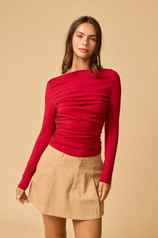 The Claire Shirred Boat Neck Top