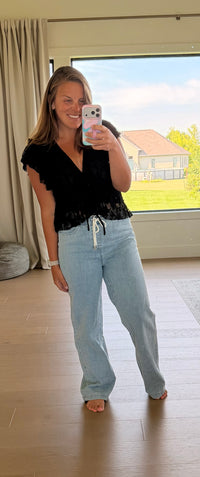 The Live It Up Lace Ruffled Blouse