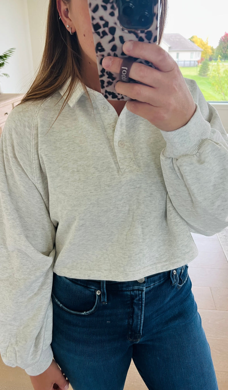 The Bella Cropped Collared Pullover