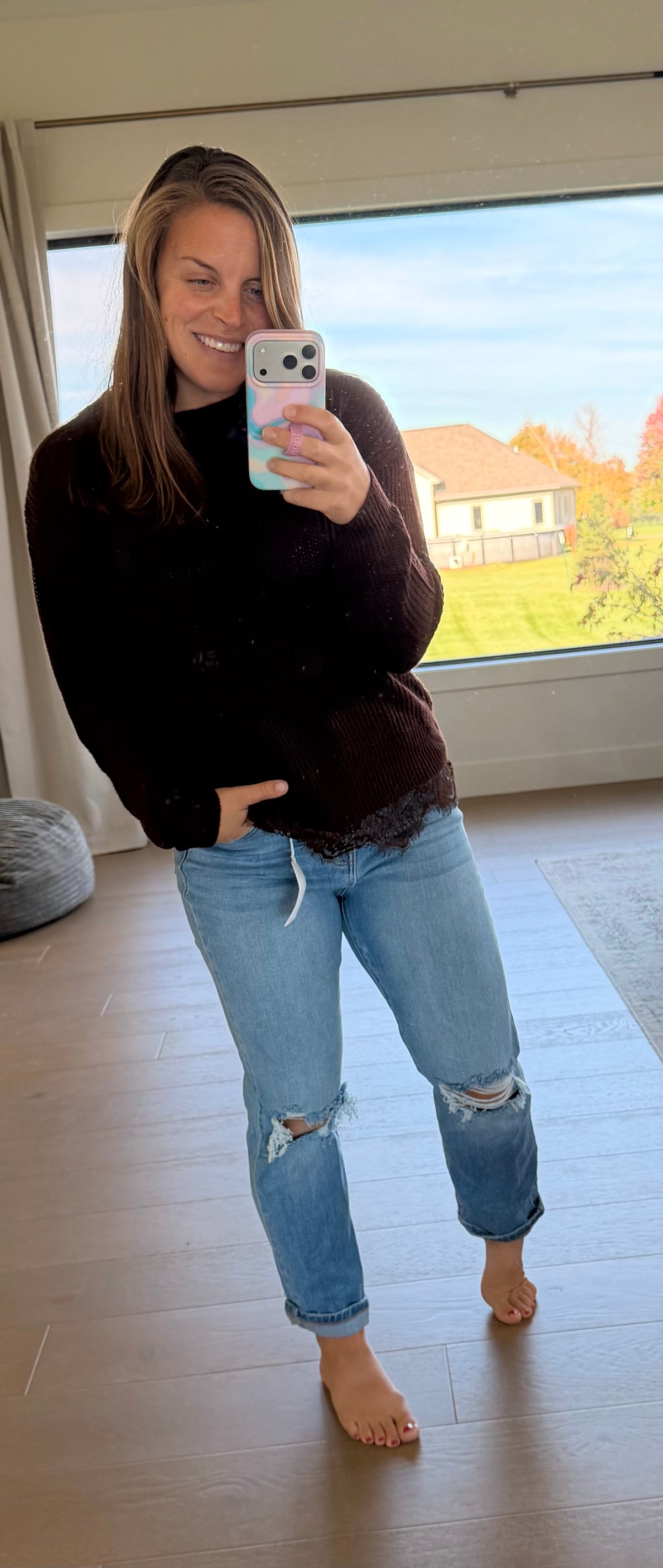 The Tiffany Lace Hem Sweater