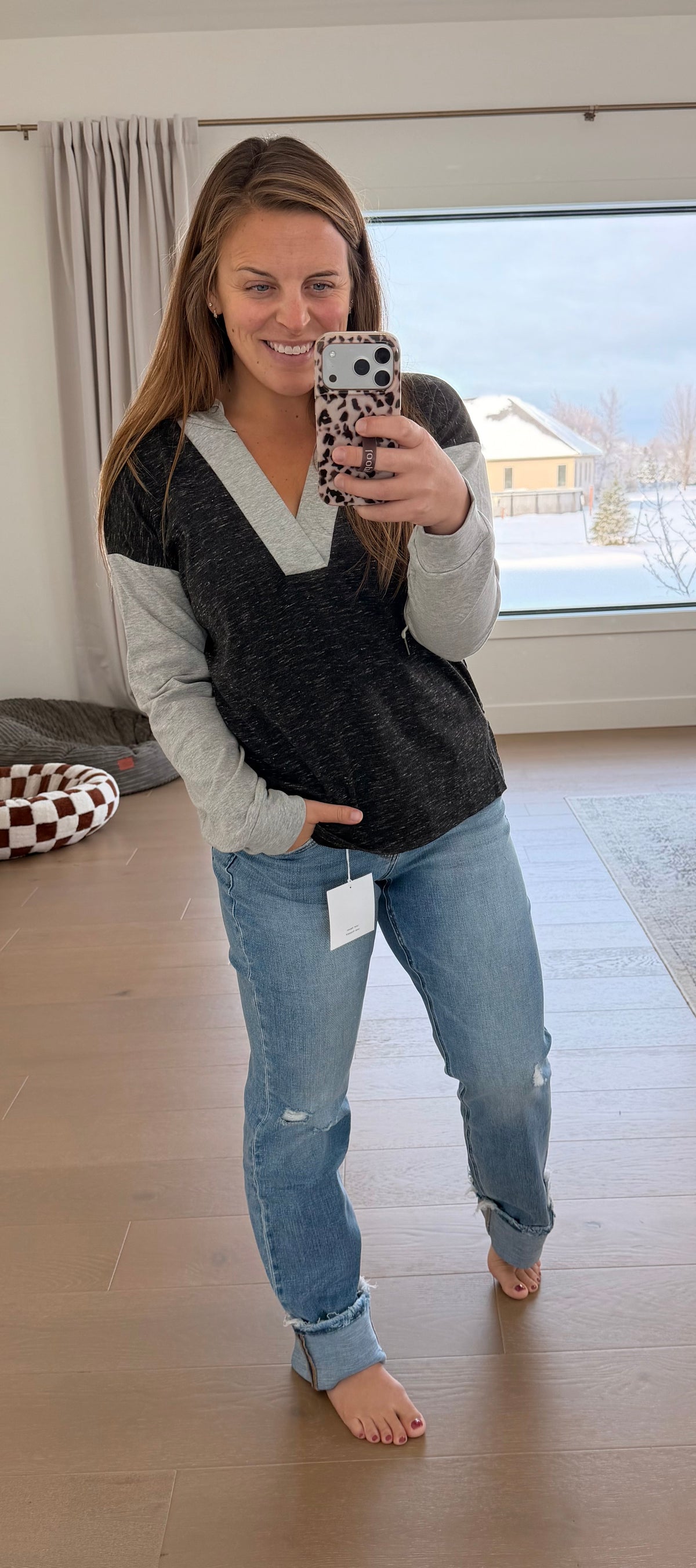 The Maddie Midrise Cuffed Straight Jeans