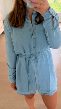The Ella Denim Buttom Up Shirt Romper