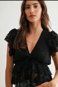 The Live It Up Lace Ruffled Blouse