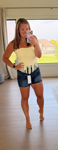 The Paris Strapless Lace Fringe Top