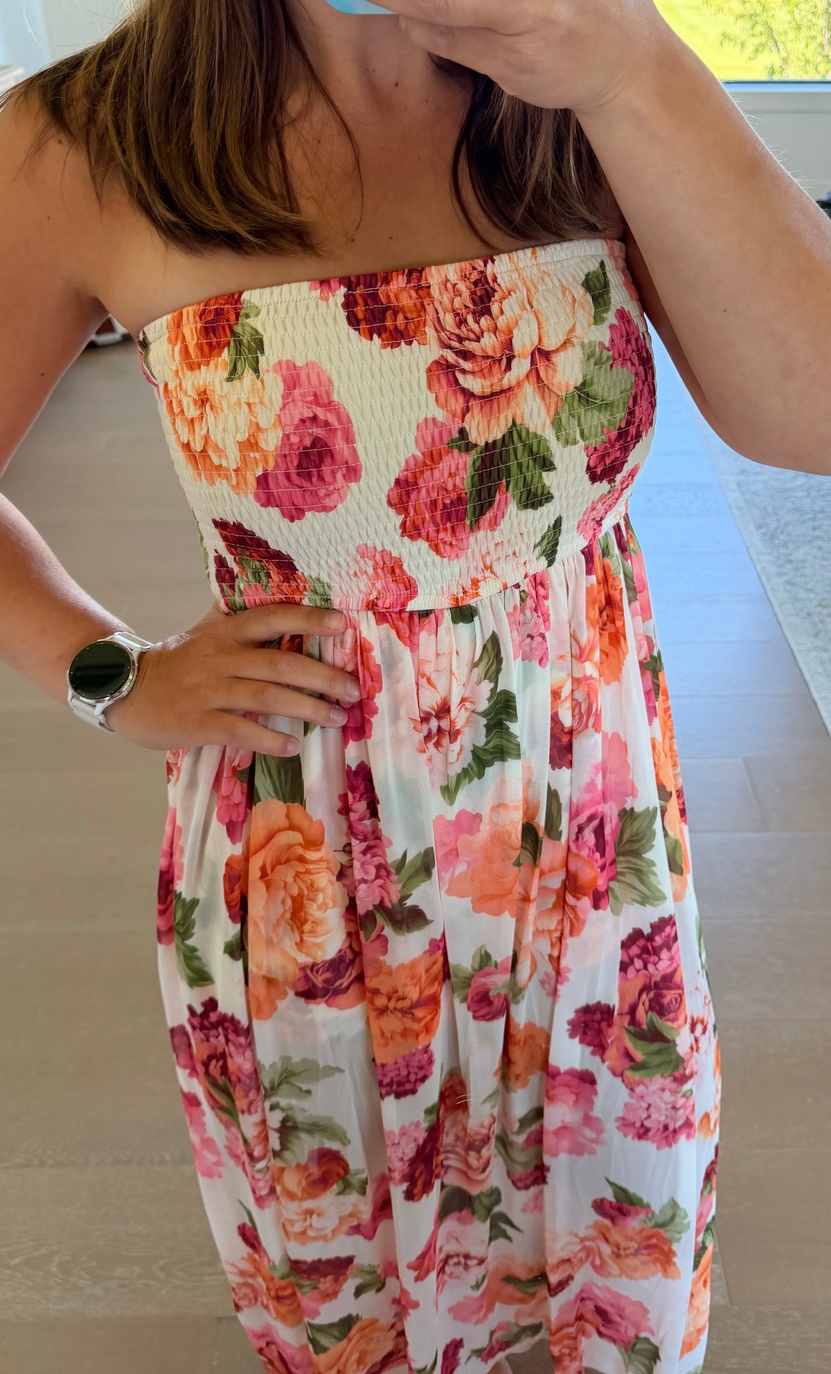 The Vibrant Floral Strapless Maxi Dress