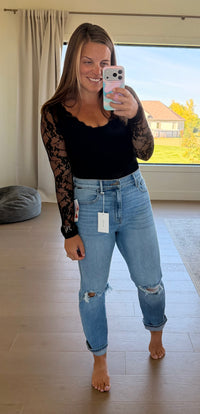 The Lisa Vneck Lace Bodysuit