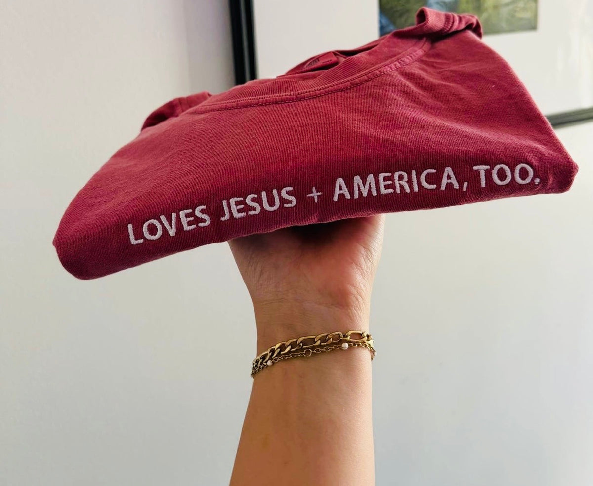 Loves Jesus + America, Too Graphic Tee