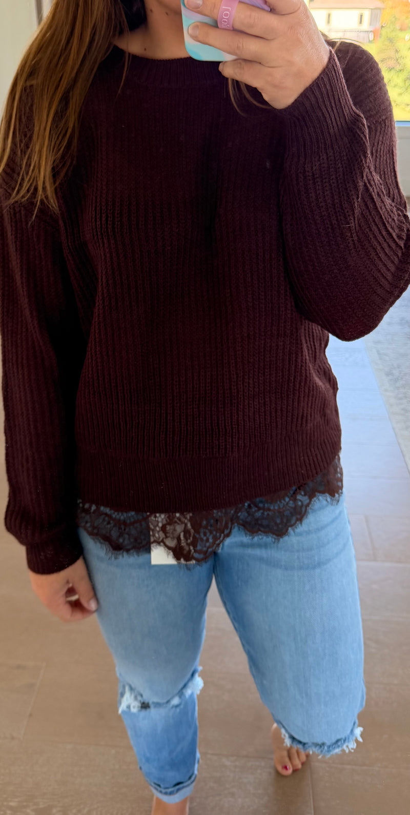 The Tiffany Lace Hem Sweater