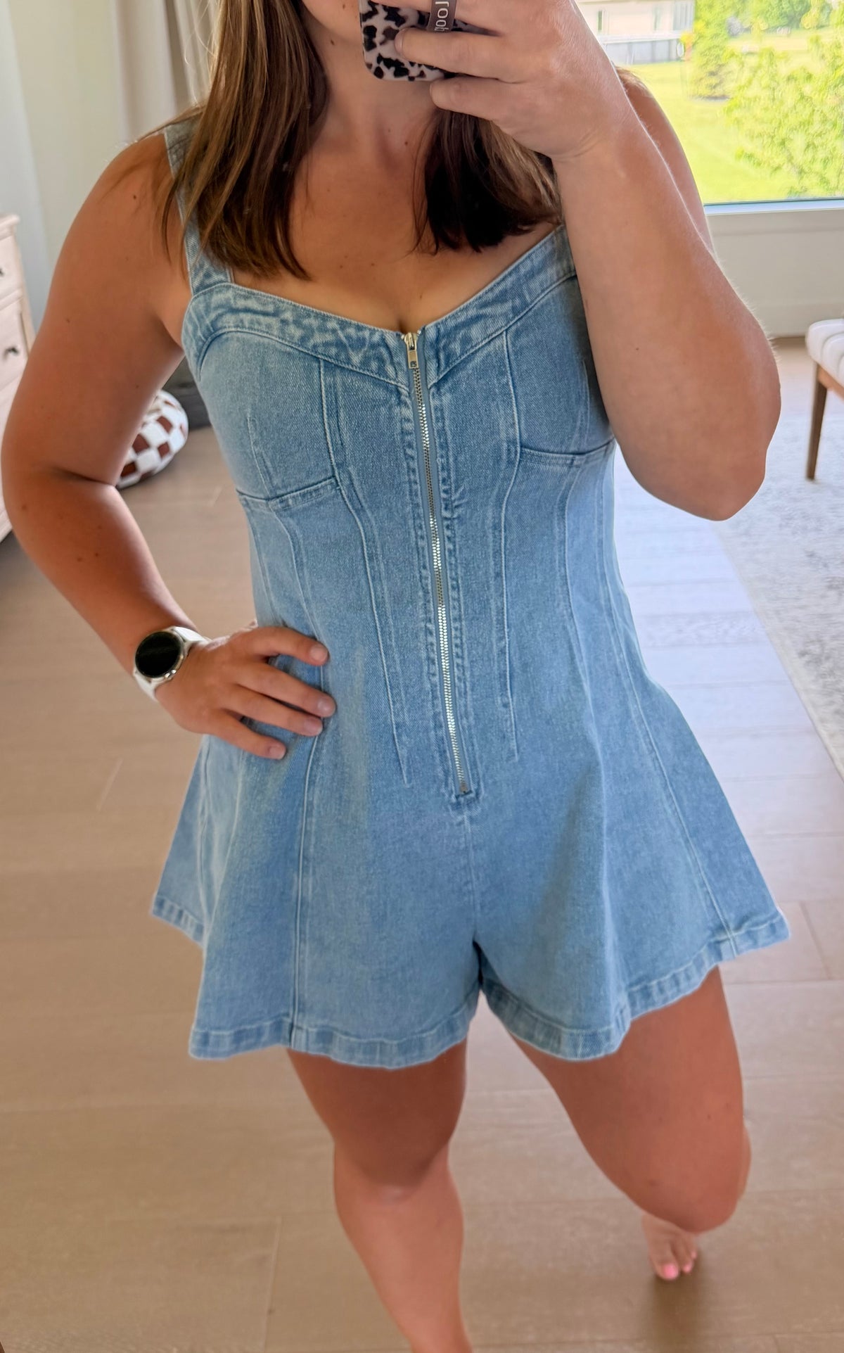 The Wallen Flared Denim Romper
