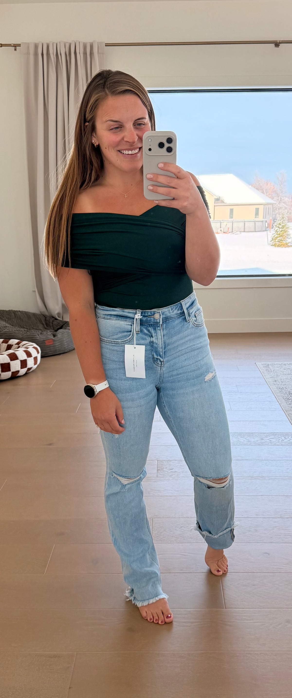 The Mistletoe Off Shoulder Wrap Bodysuit