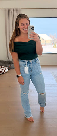 The Mistletoe Off Shoulder Wrap Bodysuit