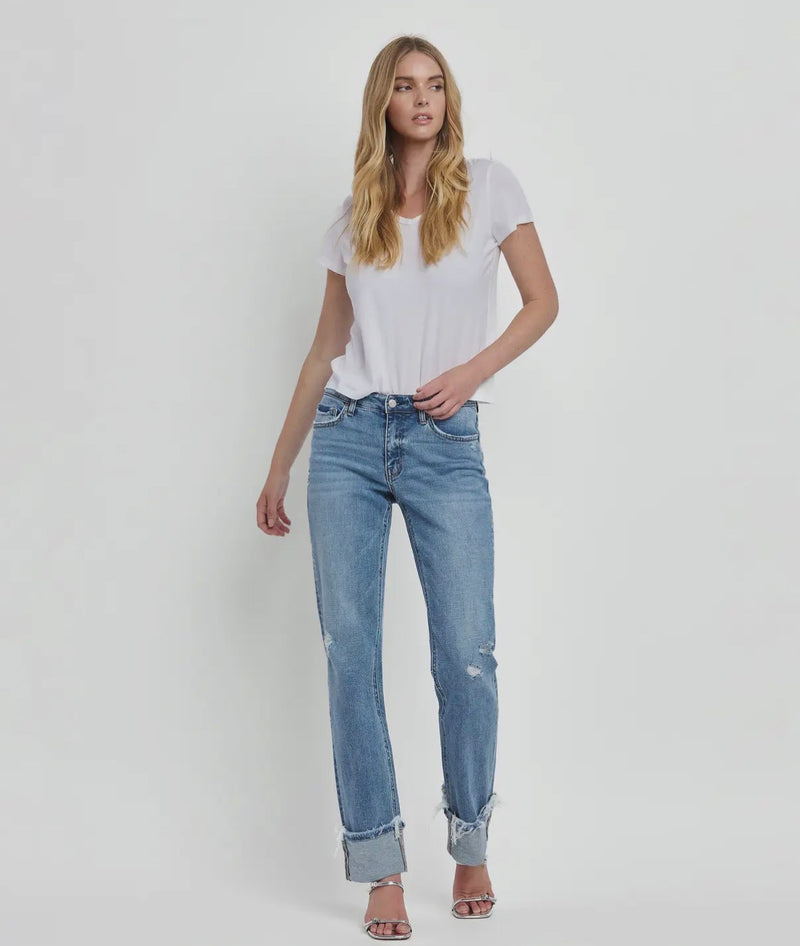The Maddie Midrise Cuffed Straight Jeans