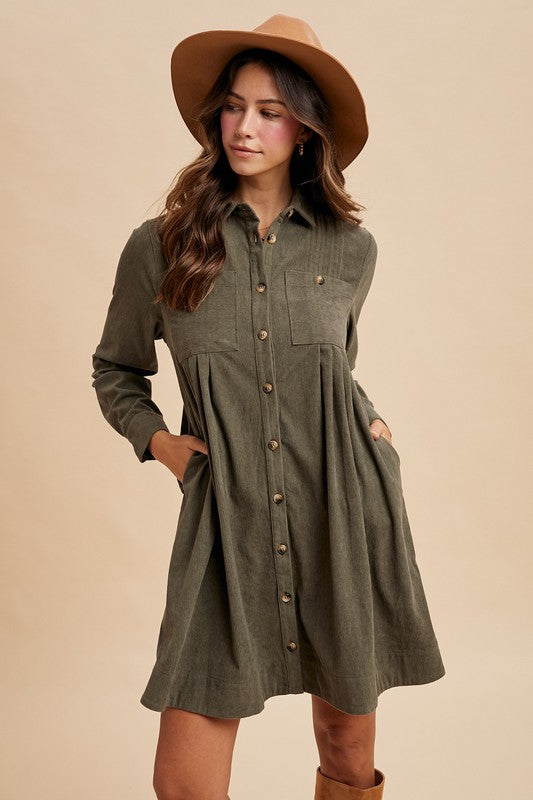 The Margaret Corduroy Shirt Dress