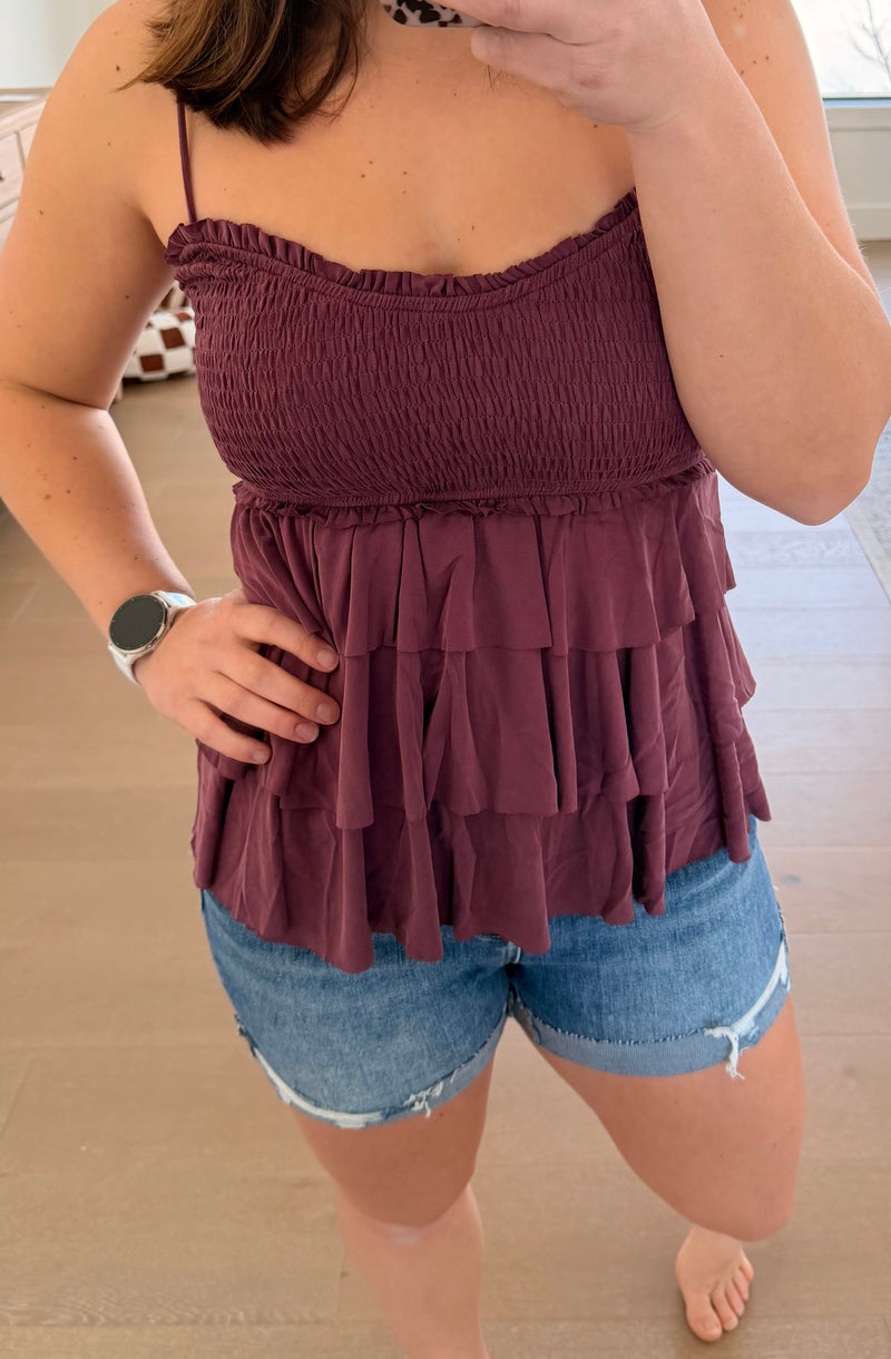 The Plum Ruffle Tiered Cami