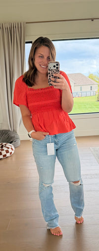 The Ollie Square Neck Smocked Top