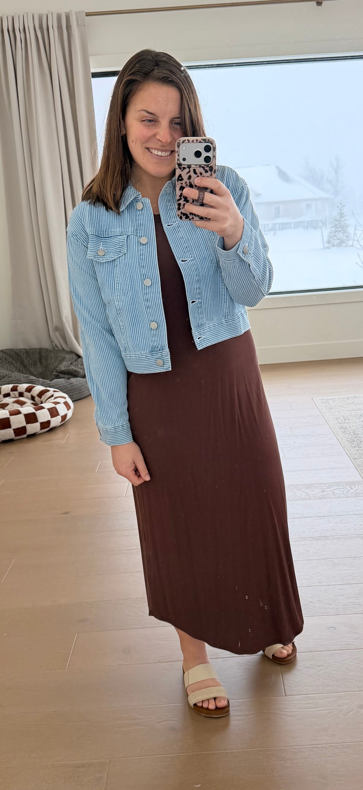 The Preppy Striped Cropped Denim Jacket