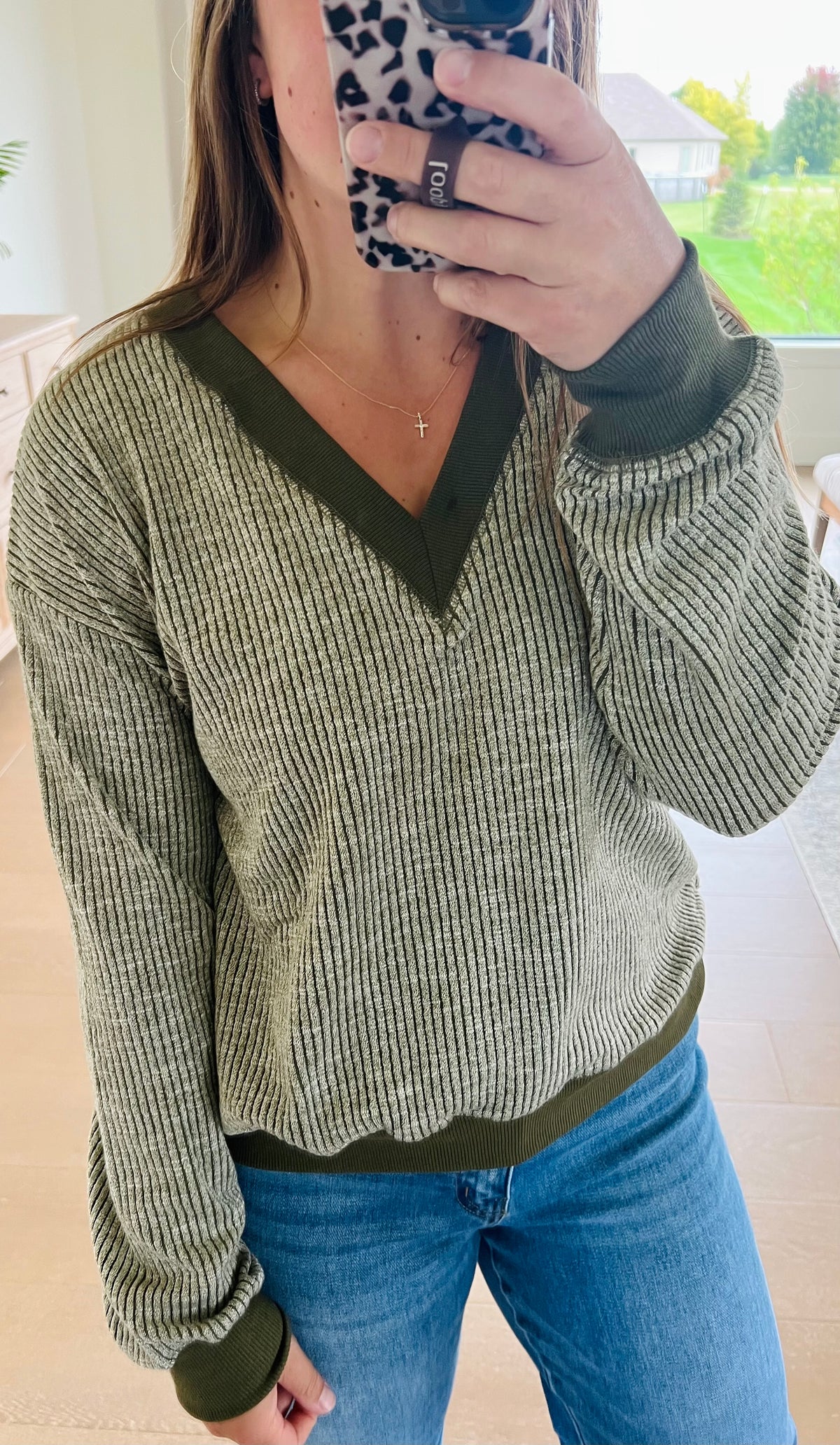 The Olive Ribbed Top