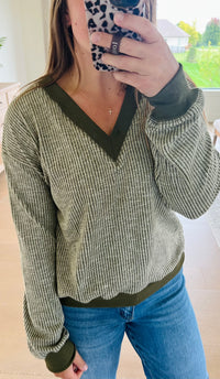 The Olive Ribbed Top