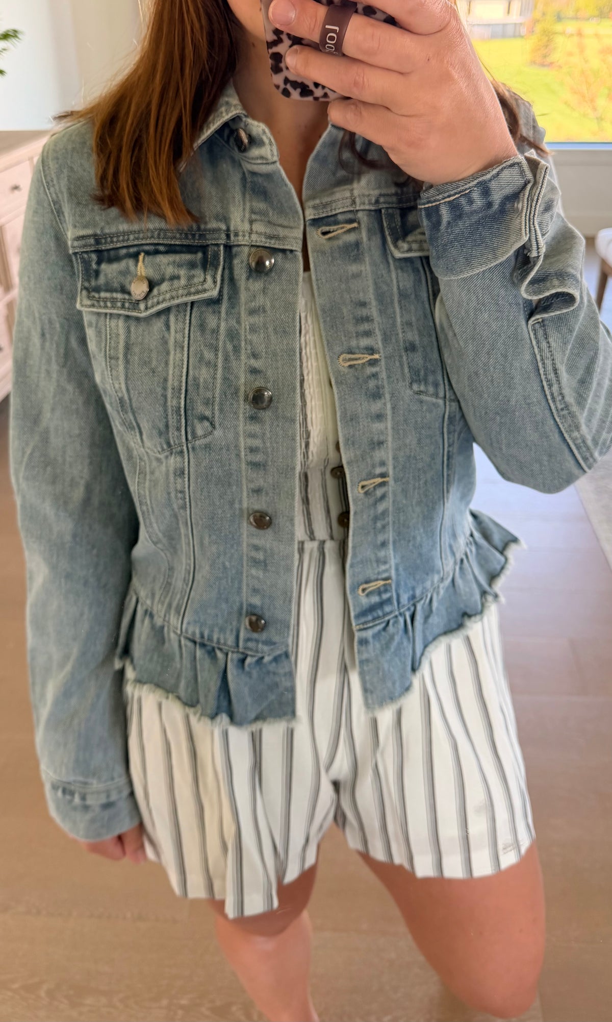 The Graham Ruffled Hem Denim Jacket