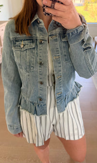 The Graham Ruffled Hem Denim Jacket