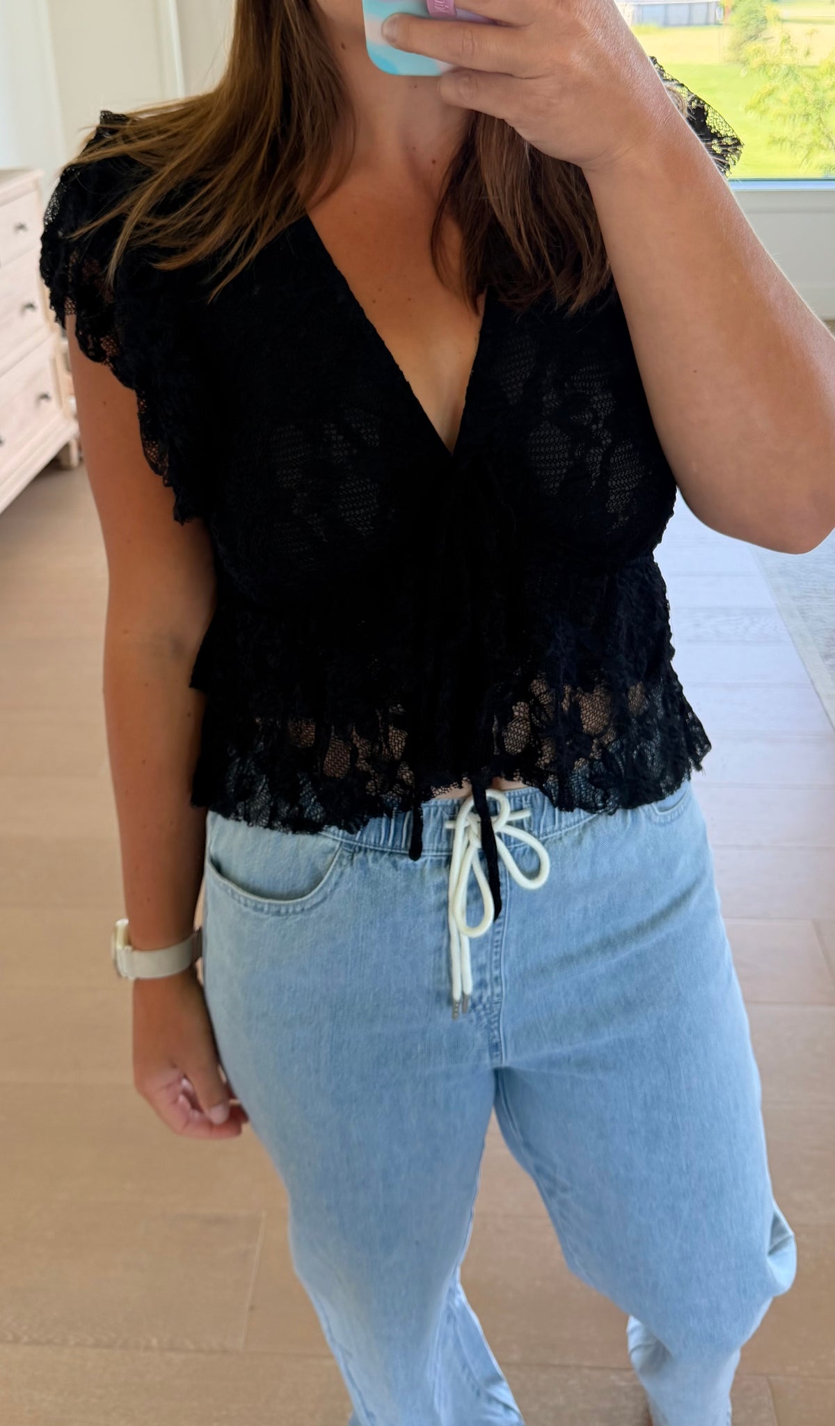 The Live It Up Lace Ruffled Blouse