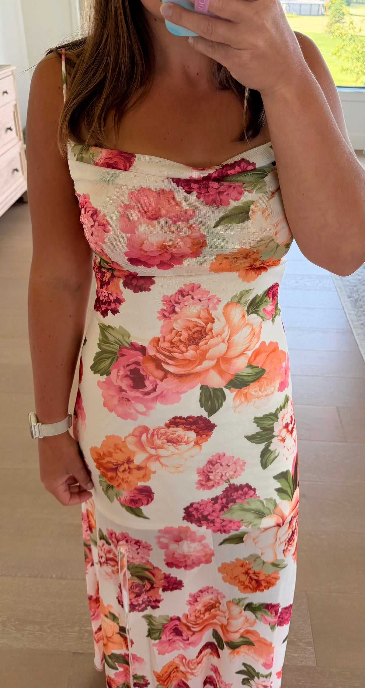 The Vibrant Floral Cowlneck Maxi Dress