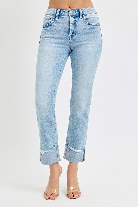 The Clean Cut Midrise Cuffed Jeans